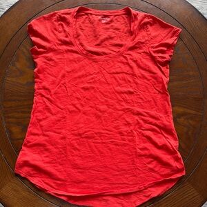 Eileen Fisher Red Fitted Cap Sleeve T-Shirt